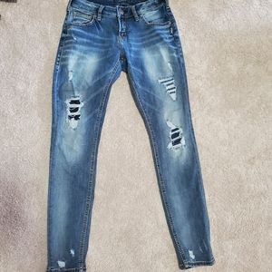 Silver Girlfriend patchwork jeans